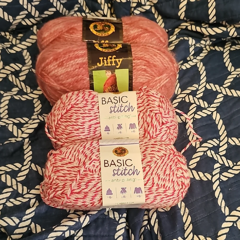 Lion Brand Yarn Bundle in Pink and Red